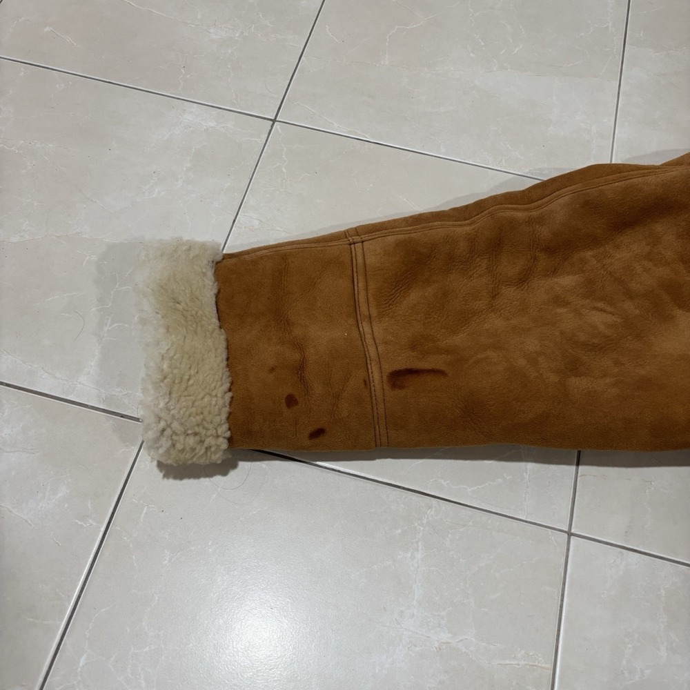 Sandro Paris Fur Leather Brown Winter Coat Lamb BRAND NEW FLAWED Shearling - Picture 11 of 16